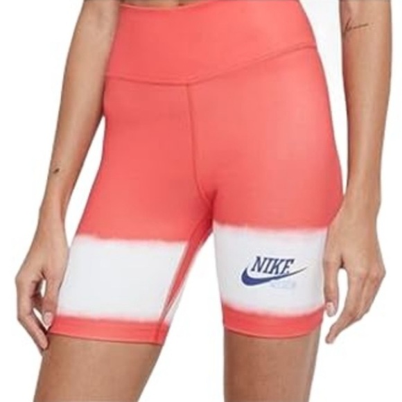 THE NIKE ONE DRI FIT TIGHT FIT MID RISE 7" LENGTH BIKE SHORTS SIZE XL PINK/WHITE - Picture 1 of 6